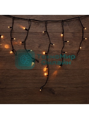 Гирлянда Neon-night Айсикл (Бахрома) светодиодная 5х0,7 м, 152 LED, черный провод каучук, теплое белое свечение