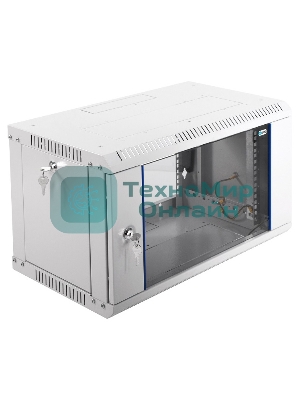 Шкаф телеком. настенный разборный 6U (600х350) дверь стекло, цвет черный (ШРН-Э-6.350-9005) (1 коробка)