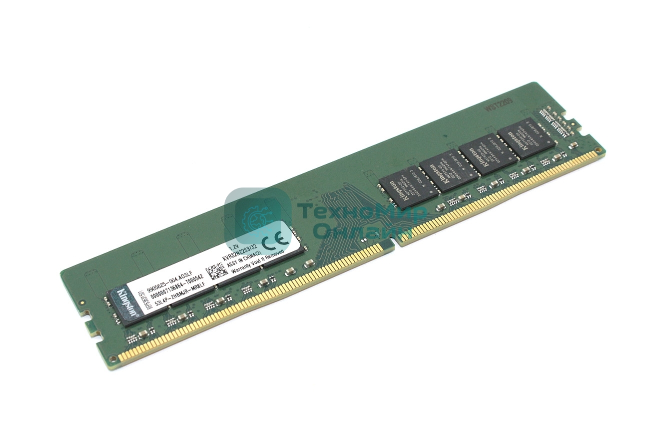 Оперативная память Kingston ValueRAM, DDR4, 32GB (1x32GB), 3200MHz, CL22, DIMM