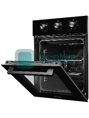 Встраиваемый духовой шкаф Monsher MOE 4563 Noir, электрический, High-Tech, объем 50 л, конвекция, гриль, 3 стекла в дверце, съемные стекла, съемная дверца, телескопические направляющие, черный