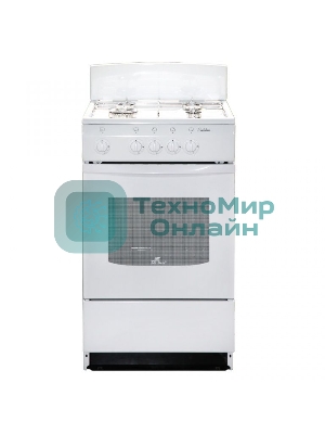 Плита газовая De Luxe 5040.45Г (Щ) -001 белый, конфорок 4 газовых, духовка 46 л, 50 см x 85 см x 50 см