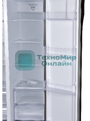 Холодильник Hyundai CS6503FV черное стекло двухкамерный 407/205л морозилка сбоку, No Frost, Side by Side