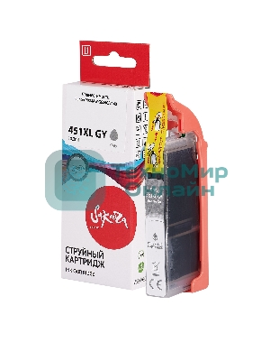 Картридж струйный Sakura 6476B001 (451XL GY) для Canon, серый, 10,2 мл., 350 к.