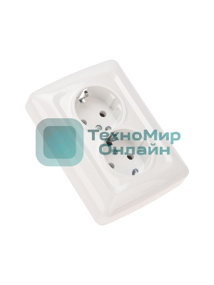 Розетка Kranz 2-ая DEA керамика с/з с/у 16А белый (1/10/100)