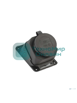 Розетка 1-м Омега РБу13-1-0м с защ. крышкой угловая настен. с заземл. IP44 черный каучук IEK PKR22-016-2-K02