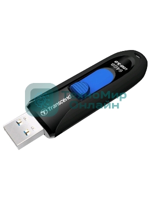 Флешка USB Transcend JetFlash 790 (TS64GJF790K), 64 Gb, USB 3.0, R/W 90/40, черный/синий