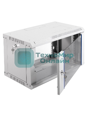 Шкаф телеком. настенный разборный 6U (600х350) дверь стекло, цвет черный (ШРН-Э-6.350-9005) (1 коробка)