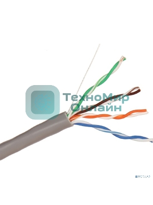 Кабель Exegate EX256748RUS Кабель UTP 4 пары кат.5e Exegate бескислородная медь, FLUKE® test pass, бухта 305м, серый, PVC