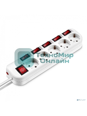 Сетевой фильтр Buro 500SH-1.8-SW-W 1.8 м, 5 розеток, белый, коробка