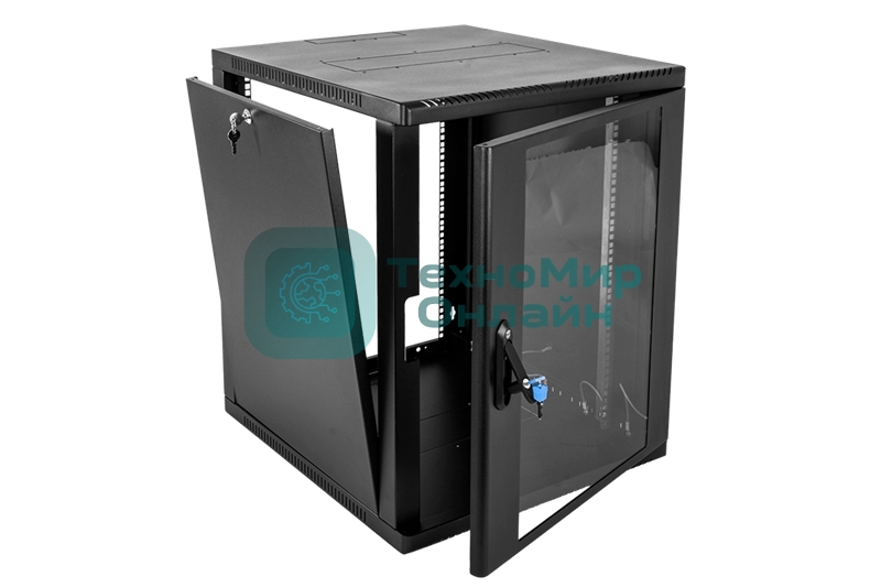 Шкаф ЦМО телекоммуникационный настенный сварной 12U (600 350) съемные стенки, дверь стекло, черный