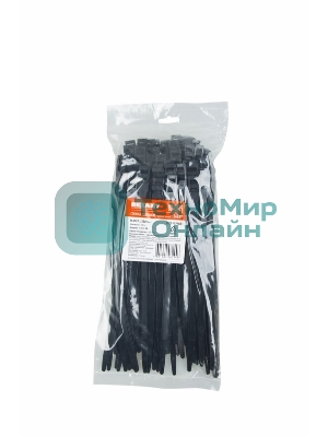 Хомут-стяжкa нейлоновая усиленная с двойным горизонтальным замком Rexant 260x9,0 мм, черная, упаковка 100 шт.