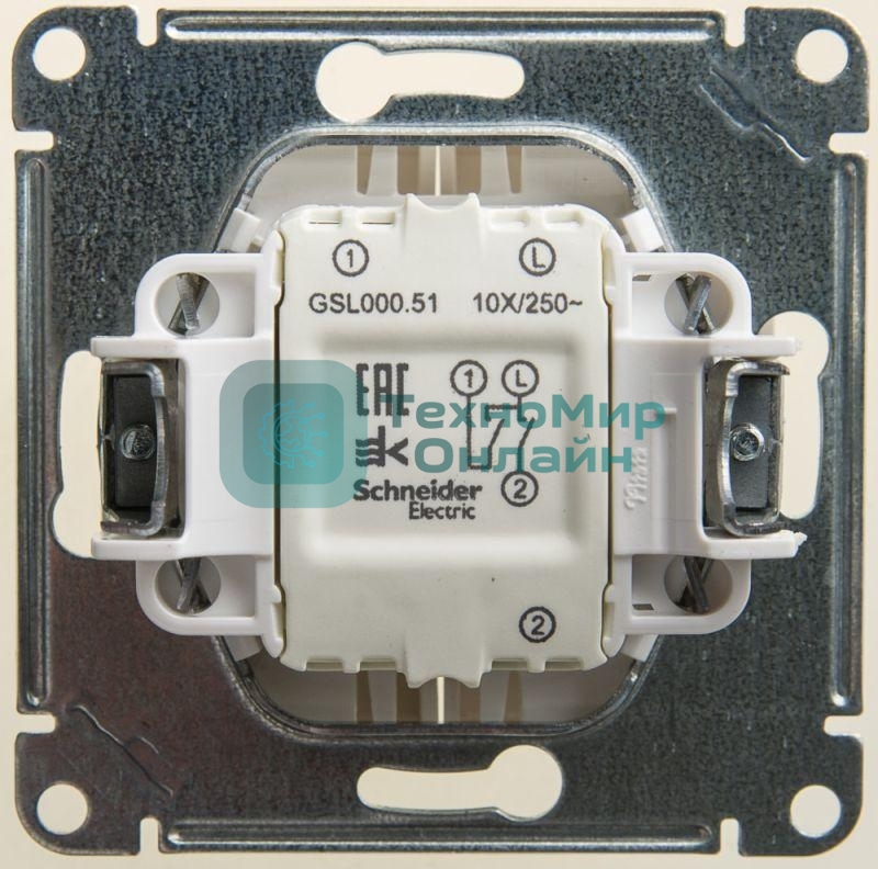 Механизм выключателя 2-кл. СП Glossa сх.5 10А IP20 10AX перламутр SchE GSL000651
