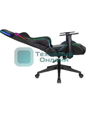 Кресло ZOMBIE GAME RGB черный, экокожа, 120 кг, подголовник, механизм качания