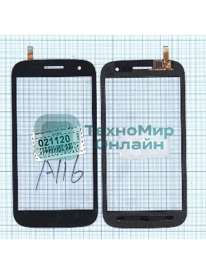 Сенсорное стекло (тачскрин) для Micromax Canvas HD A116, черное