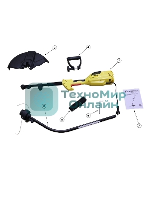 Триммер электрический Champion ET1003A 1000Вт 35см верхний двиг., изогнутая разъемная штанга 3.9кг