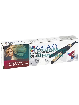 Выпрямитель для волос Galaxy Line GL 4519 черный/золотистый, 24 мм, 180 °C, 1 режим