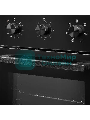 Встраиваемый духовой шкаф Monsher MOE 4563 Noir, электрический, High-Tech, объем 50 л, конвекция, гриль, 3 стекла в дверце, съемные стекла, съемная дверца, телескопические направляющие, черный