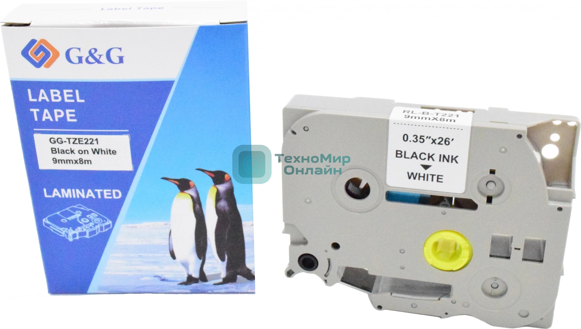 Картридж ленточный G&G GG-TZE221 черный на белом 9x8 для Brother 1010/1280/1280VP/2700VP