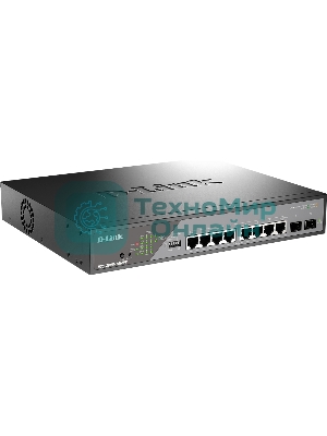 Коммутатор сетевой Smart L2 Surveillance Switch 8х1000Base-T PoE 802.3bt 90W, 2x1000Base-X SFP, PoE Budget 242W, Long-range PoE up to 250m