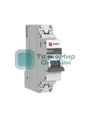 Выключатель автоматический модульный 1п B 6А 4.5кА ВА 47-63 PROxima EKF mcb4763-1-06B-pro