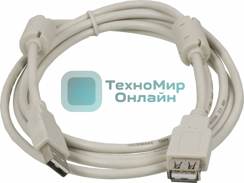 Кабель-удлинитель USB2.0 Ningbo USB A (m)/USB A (f) 1.8м феррит.кольца (USB2.0-AM/AF-1.8M-MG)