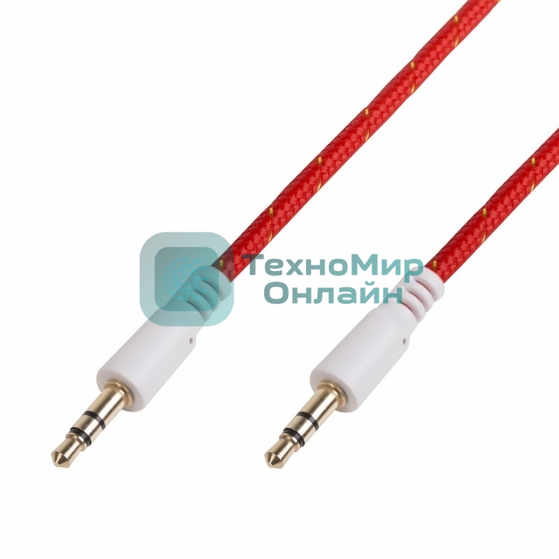 Аудиокабель AUX Rexant 3.5 мм в тканевой оплетке 1 м красный