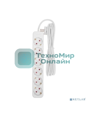 Удлинитель STANDARD 6 гнезд, 3м, 3х1,0мм², с/з, белый REXANT