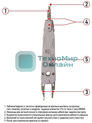 Инструмент для заделки и обрезки витой пары Rexant HT-3141, 110