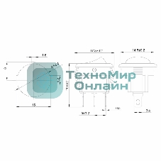Выключатель клавишный Rexant круглый 250V 3А (3с) ON-OFF красный с подсветкой Micro
