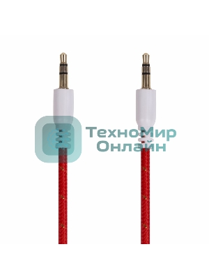 Аудиокабель AUX Rexant 3.5 мм в тканевой оплетке 1 м красный