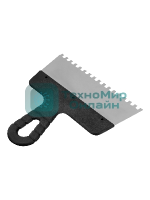 Шпатель из нержавеющей стали Сибртех 200 мм, зуб 6х6 мм, пластмассовая рукоятка