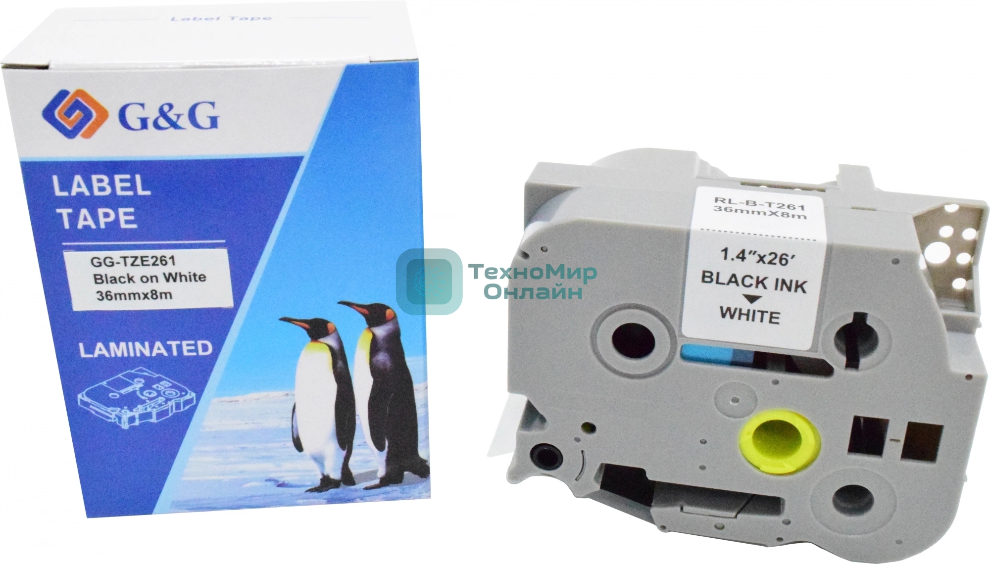 Картридж ленточный G&G GG-TZE261 черный на белом 36x8 для Brother PT- P900W, P950W, 9700PC