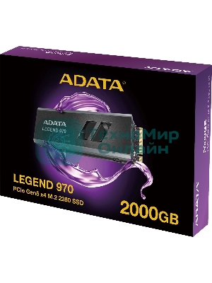 Накопитель SSD ADATA LEGEND 970, 2Tb, PCIe 5.0 x4, M.2 2280, NVMe, R/W 10000/10000, с радиатором