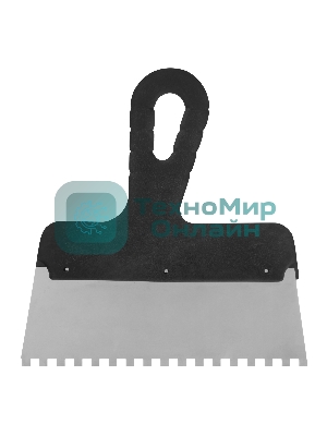 Шпатель из нержавеющей стали Сибртех 200 мм, зуб 6х6 мм, пластмассовая рукоятка