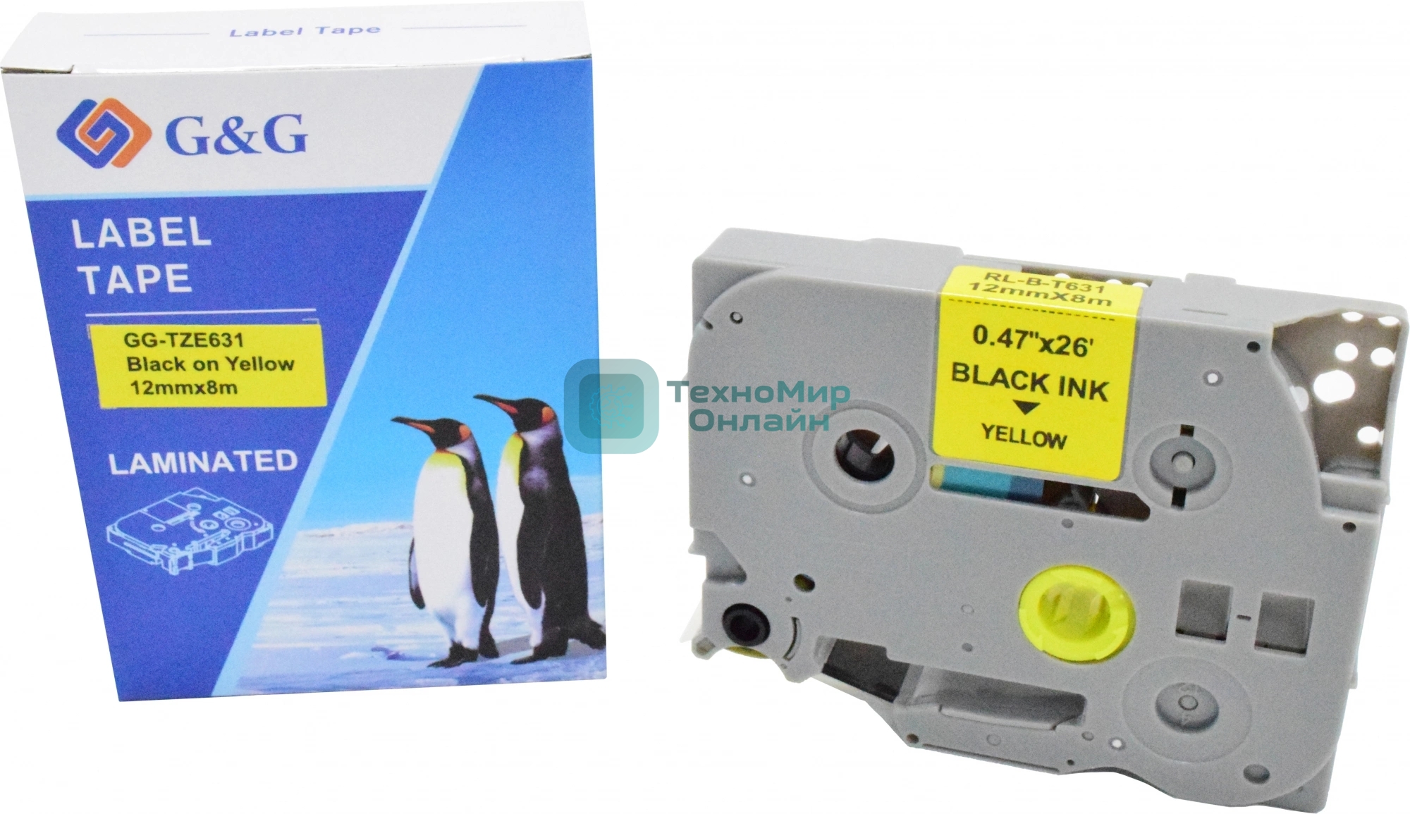 Картридж ленточный G&G GG-TZE631 черный на желтом 12x8 для Brother 1010/1260VP/1830VP/9700PC