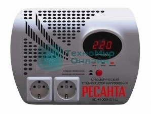 Стабилизаторы напряжения Ресанта АСН-1 000 Н2/1-Ц 63/6/13 Стабилизатор 2 роз, 220В±8%, Габариты 260х200х110, Вес 3,7кг