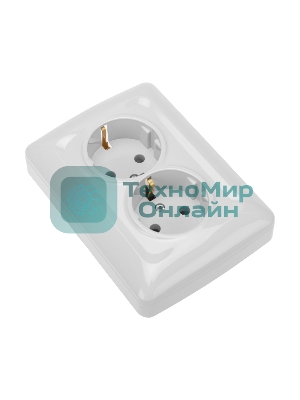 Розетка Kranz 2-ая DEA с/з с/у 16А белый (1/10/100)