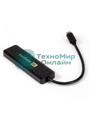 USB-концентратор ExeGate DUB-4CP/1 (кабель-адаптер USB Type C --> 4xUSB3.0, Plug&Play, черный)