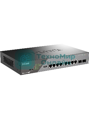 Коммутатор сетевой Smart L2 Surveillance Switch 8х1000Base-T PoE, 2x1000Base-X SFP, PoE Budget 130W, Long-range PoE up to 250m