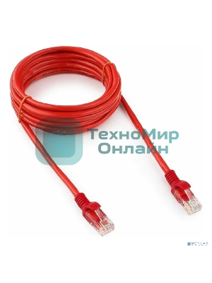 Патч-корд UTP Cablexpert cat.5e, 3м, литой, многожильный, красный