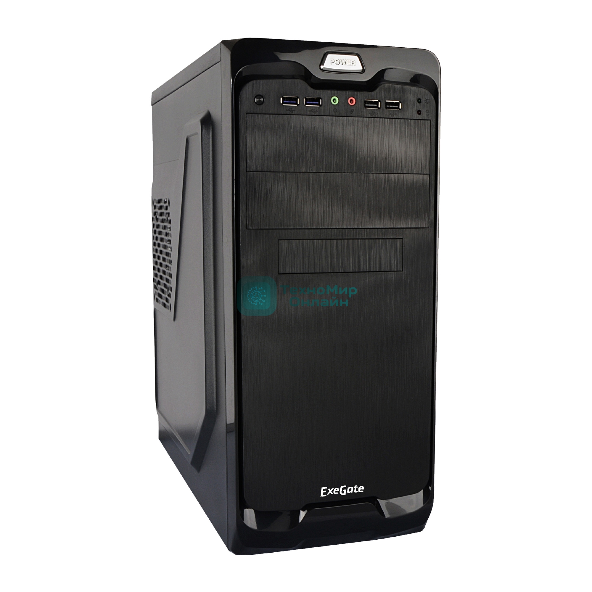Компьютерный корпус ExeGate EX269435RUS Miditower UN-604 Black, ATX, (UN350, 120мм) 2хUSB+2хUSB 3.0, Audio