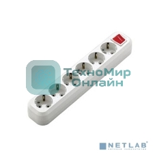 Колодка удлинителя Makel 6 гнезд с заземлением c выключателем