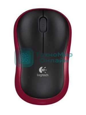 Мышь беспроводная Logitech M185, красный, 1000 dpi, радиоканал, USB, кнопки - 3