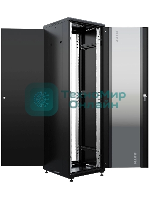 Шкаф коммутационный NTSS Премиум (NTSS-R42U6060GS-BL) напольный 42U 600x600мм пер.дв.стекл металл 900кг черный 510мм 86кг 1987мм IP20 сталь