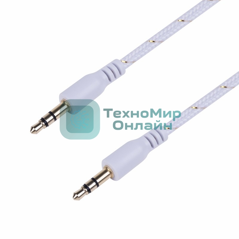 Аудиокабель AUX Rexant 3.5 мм в тканевой оплетке 1 м белый