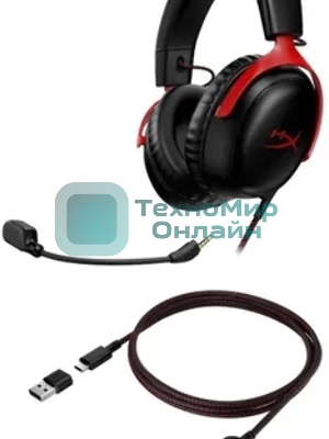 Гарнитура HyperX Cloud III чёрный-красный, проводная, 3.5 мм