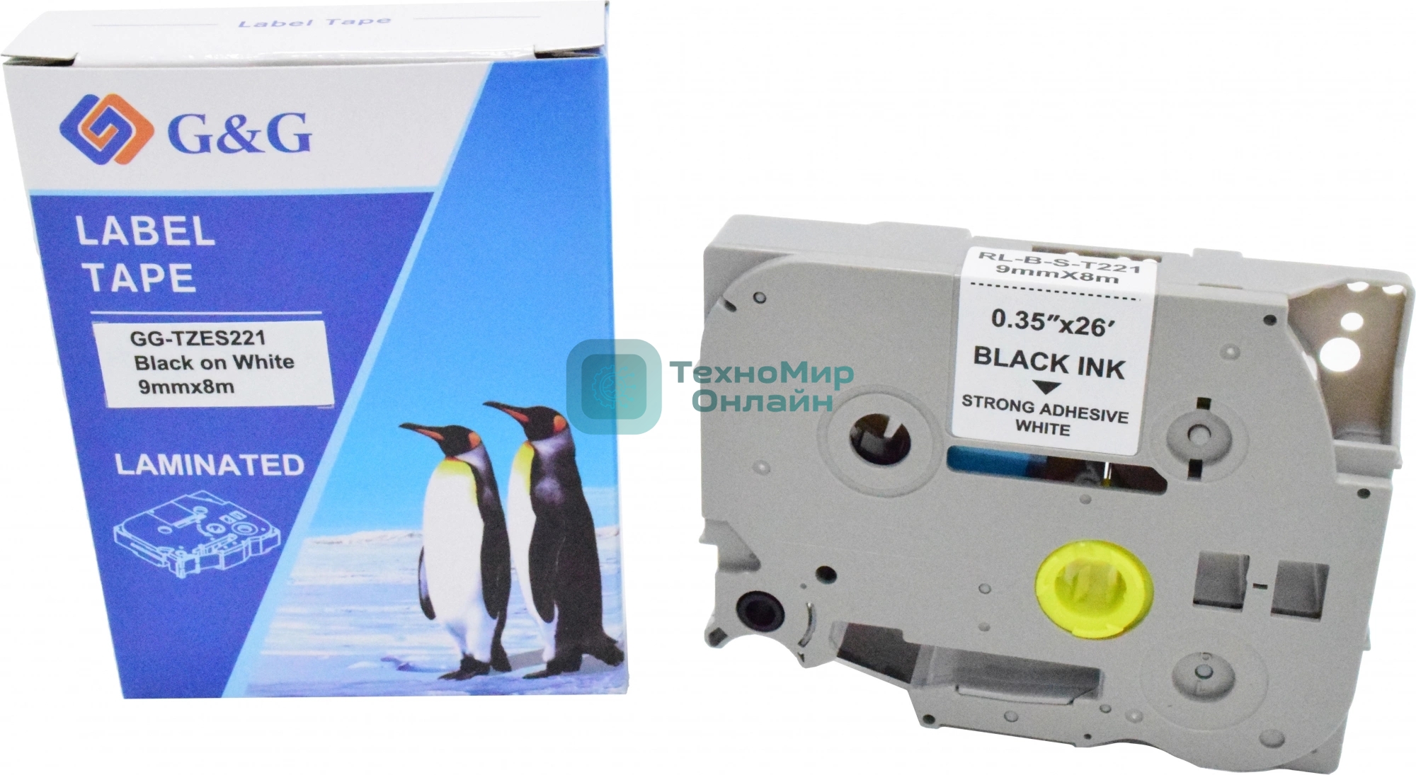 Картридж ленточный G&G GG-TZES221 черный на белом 9x8 для Brother 1010/1280/1280VP/2700VP