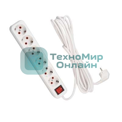 Удлинитель 6х5 м с заземл. 16А IP20 с выкл. Lezard 720-0605-602