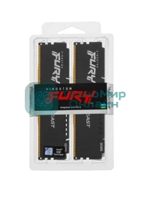 Оперативная память Kingston Fury Beast, DDR5, 32GB (2x16GB), 5600MHz, CL36, DIMM, с радиаторами, черный
