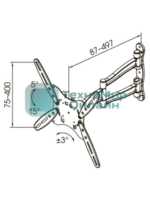 Кронштейн для телевизора Kromax TECHNO-5 серый 15